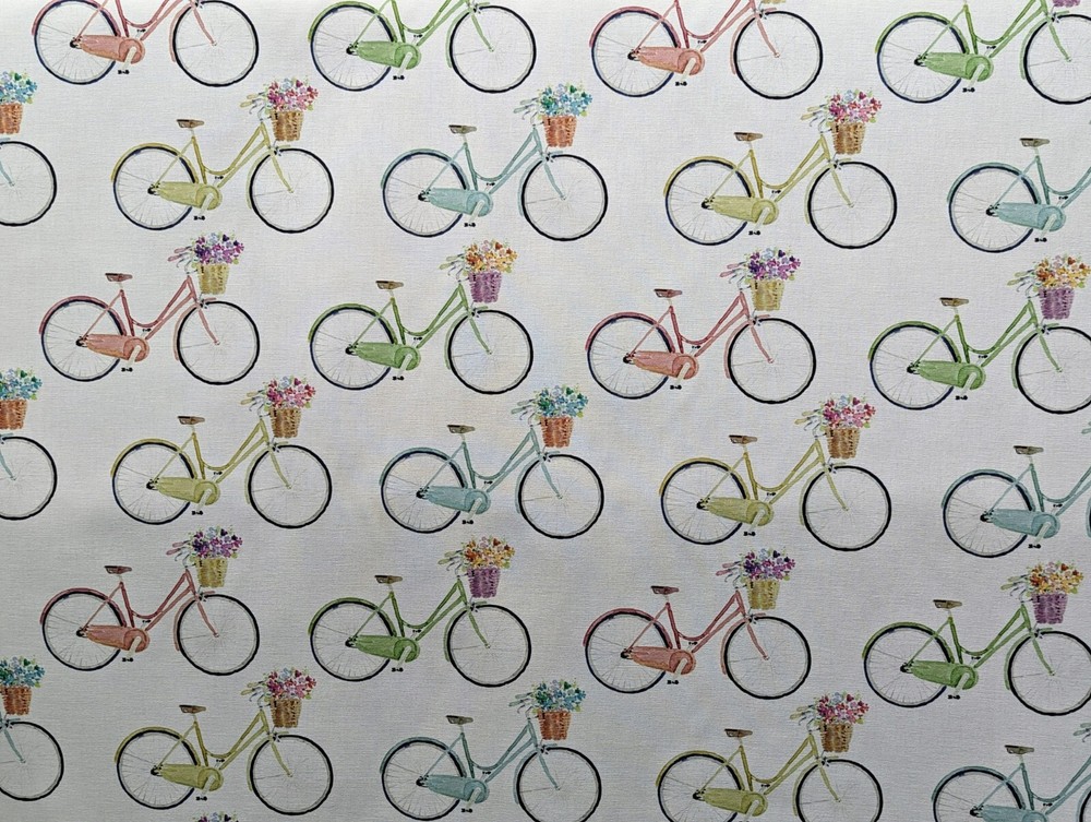 Clark and Clark F1263-1 cycles cream, drapery fabric import from United Kingdom