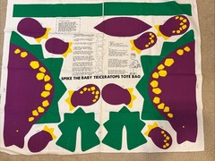 Vtg Cut N Sew Spike the Baby Triceratops Canvas Fabric Tote Bag Princess Fabrics