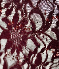 EMBROIDERED FLORAL LACE FABRIC WITH BEAD SPARKLE BURGUNDY 58″ WIDE BY THE YARD