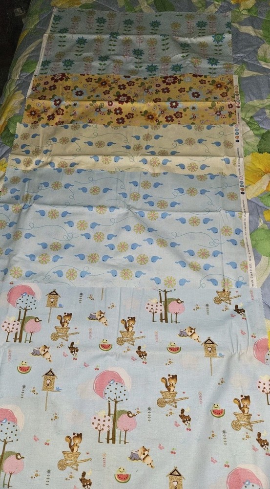 Camelot Cotton Forest Friends Lot Of 5 Pieces Of Cotton Fabric 19″ X 21″ Each