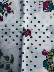VTG `50`s Red & Green Fruit & Flower Bowl & Baskets Green Dots on White BTHY