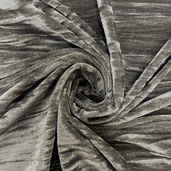 Pauline TAUPE BROWN Wrinkled Polyester Crushed Stretch Velvet Fabric by the Yar