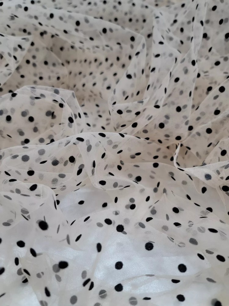 Nude Beige Tulle Velvet Polka dots Fabric For Dress Fabric By The Yard Stretch