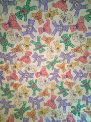 TEDDY BEARS DOUBLE-SIDED PRE-QUILTED NURSERY FABRIC PANEL UNFINISHED EDGES