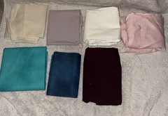 Fabric Remnant Lot Of 7 Pieces Assorted Solid Colors Sizes & Materials 1.10 Lbs