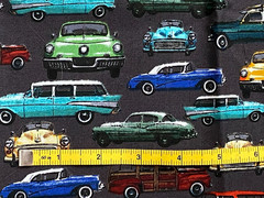 Classic VINTAGE CARS on Charcoal Gray Background BENARTEX Cotton Fabric 18″ x 44