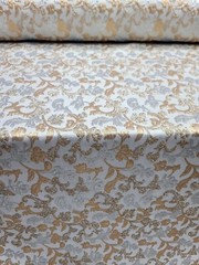 Metallic Brocade Floral Swirls Fabric Shiny Sold By The Yard SILVER GOLD FOR DRE