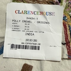 CLARANCE HOUSE Signature Whimsical POLLY BIRDS Crewel Fabric Sample 26”x26”
