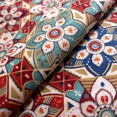 Artisan Tile Geometric Mosaic Cotton Fabric 44″x36″ Precut Yard