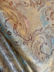 Gold Mums Floral Flourish – Faux Silk Brocade Jacquard Fabric
