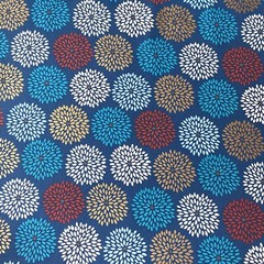 Flower Burst Decorative Blue Sewing Quilting Cotton Fabric 1/2 Yard