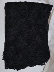 Black Lace Double Roses Double Floral Scalloped Edge Both Sides 2.22 Yds 58” W