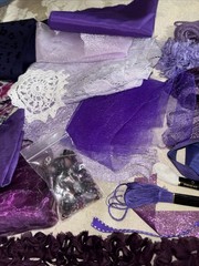 PURPLE Inspiration Textile Junk Journal Craft Kit Fabric Lace Fibers + More