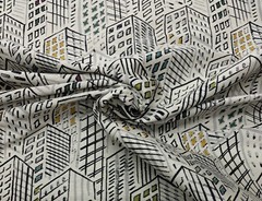 BRENTANO CITY SCAPE TURQUOISE CITY BUILDINGS UPHOLSTERY FABRIC BY YARD 54″W