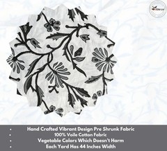 Indian Hand Block Print 60/60 100% Cotton Fabric by The Yard, Lightweight Flo…