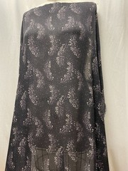 100% Silk Georgette Black Soft Purple Speckle Fabric 2.75 Yds Long 46″ Wide