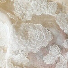 White Beige black Organza Jaquard Fabric, flower embroidery Wedding dress