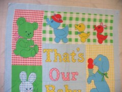 PRINCESS Fabric Panel THAT’S OUR BABY 44 X 36″ ready for you to finish blue