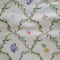 Leafy Lattice w/ Flowers Heavy Cotton Decorator Fabric 2 2/3 Yards X 60 Inches