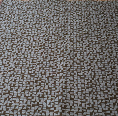 Vtg Designtex MCM Upholstery Fabric “Building Blocks” Blue, Black Geometric 2 yd