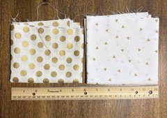 Two 1/4-yard pieces fabric Off-White Gold Polka Dot Triangle