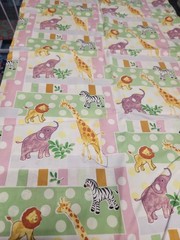 Safari Animals Baby Patch Animals White 100% Cotton Fabric Baby Kids Decor