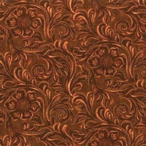 Moda Fabrics with 11216 15″Tooled Leather pattern”SADDLE BROWN” BTY