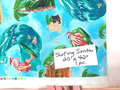 Surfing Santa Christmas Sewing Craft Cotton Fabric 1 Pc 20″ x 42″