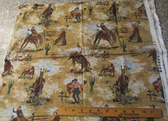 1 Yard x 44″ Peter Pan Rio Grande collection Rodeo Cowboys Horses Brown
