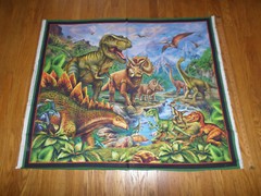 New Jurassic Journey Dinosaur Single Unfinished Cotton Fabric Panel by the panel