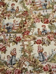 Red Rooster Fabric-Anibella’s By Anna Fishkin-French Cottage Floral Toile Cotton