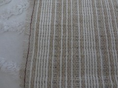 4867. TAN & WHITE OPEN WEAVE Nylon or Polyester Blend DRAPERY FABRIC – 45″ BTY