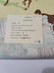 THIBAUT LT Yellow CASTLE PINE EQUESTRIAN Horsed 25″ Square Cotton Sateen Fabric