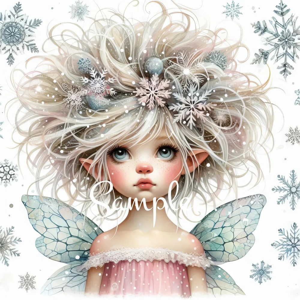 Fabric Quilt Block – Winter Snowflake Fairy – Whimsical – 100% Cotton – A139