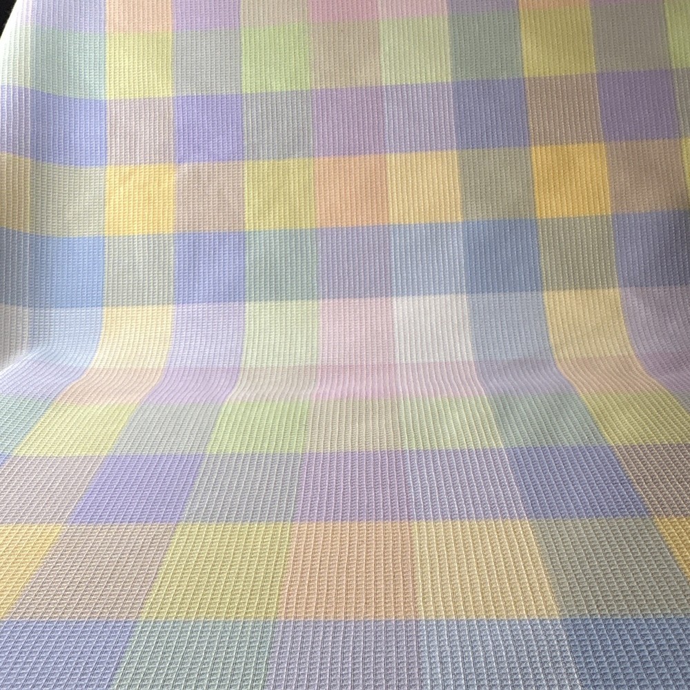 Pastel Checkered Rib Knit Fabric Bulk Lot 8.75 Yards 44” Wide/Multicolor