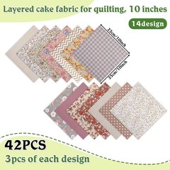 42Pcs Layer Cakes 10 Inch Squares for Quilting, Cotton Fabric Squares Pre-Cut…