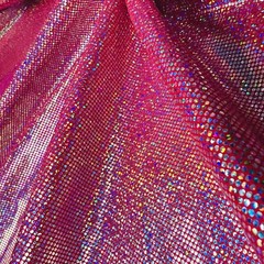 Hologram Metallic Coral background Foil Stretch Spandex by the Yard for Swimwear