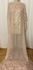 Blush Pink Pure Silk Chiffon Fil Coupe Satin Polka Dot Fabric By The Yard 44″ W