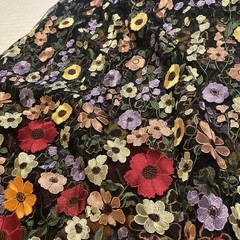 Over 4 Yards~ Beautiful 3D Embroidered Flowers on Black Tulle Lace Fabric