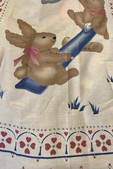 VTG ‘80’s Countrycore Tetter Totter Bunnies Crib Quilt Panel Princess Fabrics