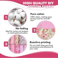 40 PCS Jelly Roll Fabric 2.5×20 Inch Cotton Quilting Strip Bundle Pink