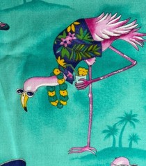 3 YARDS 2002 Anthropomorphic Flamingo Tropical Cruise Hawaii Fabric 108” X 44”