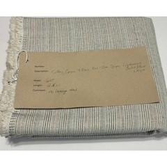 Cream Cotton Striped Fabric 2.5 Yds 60″ Red Blue Black Jacket Pant Weight