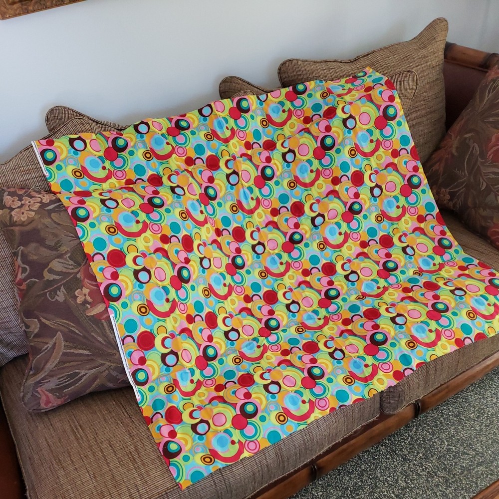 2010 Fabric Material Circles In Circles Hippie Mod 39 x 43 “