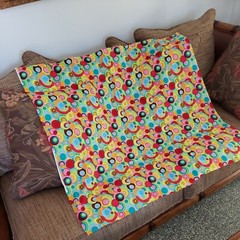 2010 Fabric Material Circles In Circles Hippie Mod 39 x 43 “