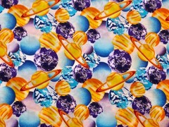 CONSTELLATIONS, Planets in White, Quilter’s Palette Cotton Fabric (Half Yard)