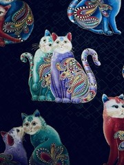 Large Scale Rainbow Cat i Tude II #7559M Ann Lauer Grizzly Gulch Benartex BTFQ