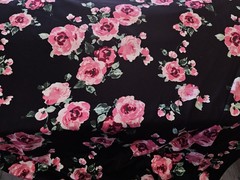 Floral Jersey Knit Print Black Colors Rose By The Yard
