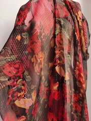 Crinkled Georgette Silk Fabric Evening Dress Scarf Gauze Metallic Silk Material