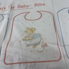 Vintage That’s Our Baby Bibs Do It Yourself Sewing Panels A Sheet Of 10 W/ Mice